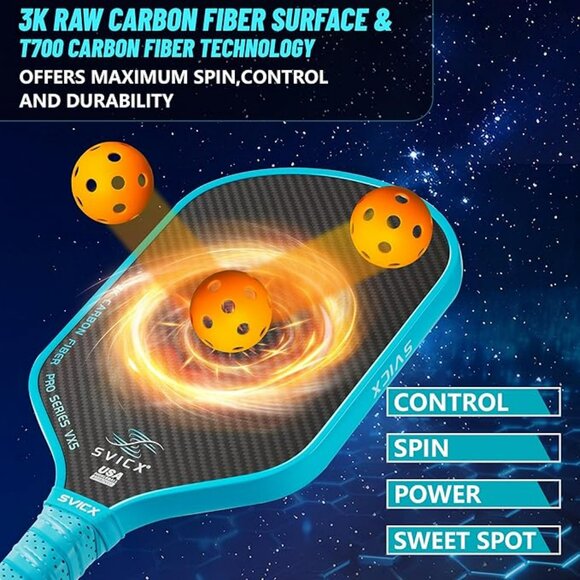 NEW 16mm Carbon Fiber Pickleball Paddle with Extended Handle, Enhanced Control - Picture 3 of 5